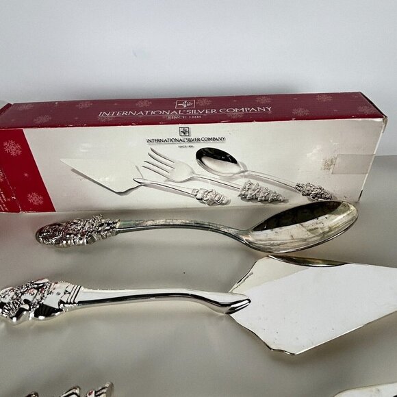 International Silver Co. Holiday Joy 3 Piece Silverplate Serving Set Christmas - Picture 4 of 11